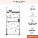 4.7m – 5.0m Narrow Aluminium Mobile Scaffold Base Tower